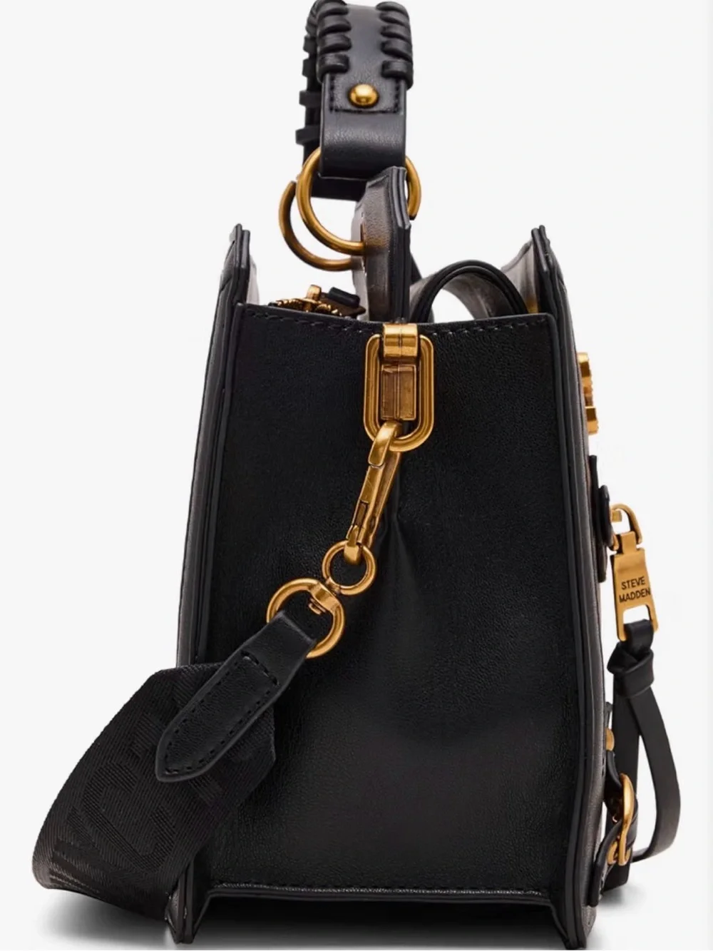 Steve Madden Leopard Print Satchel with Black Trim and Gold Accents